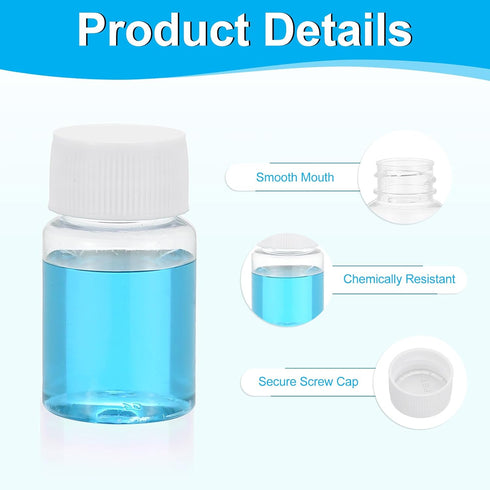 PATIKIL 20 Pcs 20ml PET Wide Mouth Reagent Bottles with Screw Cap for Lab Liquid Storage