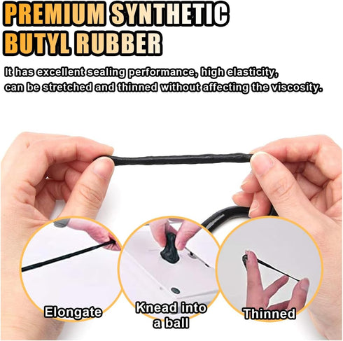 8MM×13Ft Butyl Rubber Sealant Tape - Waterproof Putty Tape for Headlight RV Repair, Sound Deadening Caulk for Sealing
