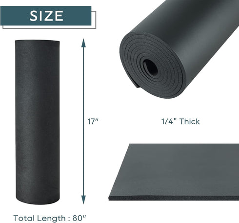 NATGAI Sponge Neoprene Without Adhesive Foam Rubber Sheet, Cut to Multiple Dimensions, 1/4" Thick x 17" Wide x 80" Long