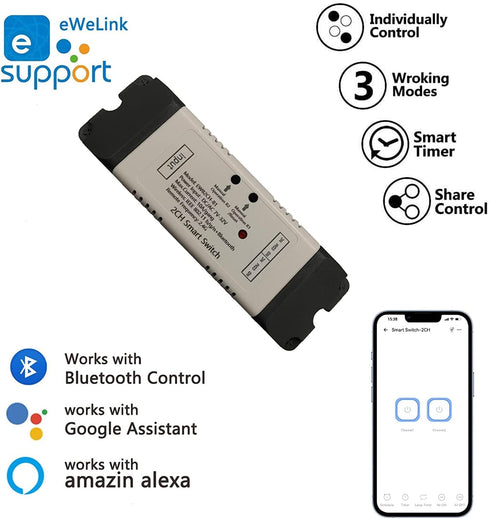 2 Channel EWelink Wireless Switch with Enclosure, WiFi Module Remote Control for DIY Smart Home