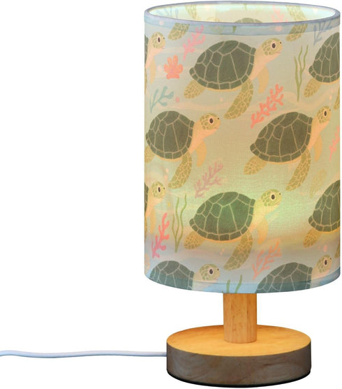 AEYIHKSE Sea Turtle Coral Small Desk Lamp for Bedroom Nightstand Bedside Lamps with USB Table Lamp with Fabric Night