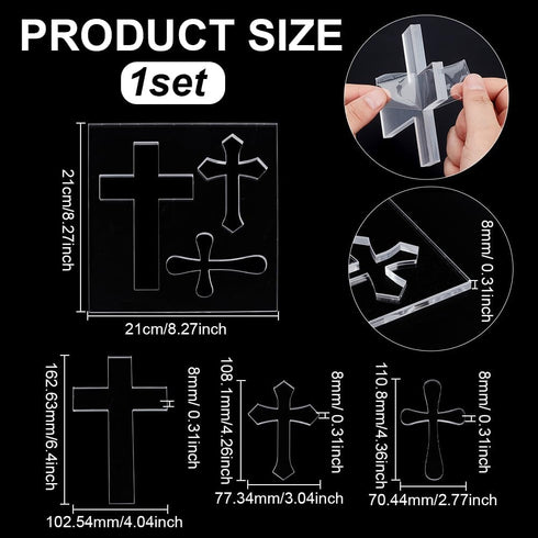 8mm PH PandaHall Acrylic Crosses Router Template Clear Template Thicken Woodworking Drawing Templates Decorative