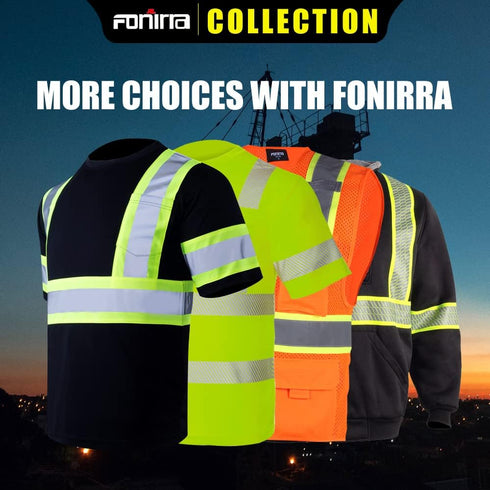 3 Pack FONIRRA Safety High Visibility Long Sleeve T Shirt for Men Construction Work Shirts with Hood