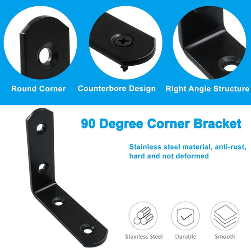 8 Pack 90 2.5" 2.5" Bonsicoky L Bracket Corner Brace - Degree Angle Stainless Steel Corner Bracket - Angle Shelf