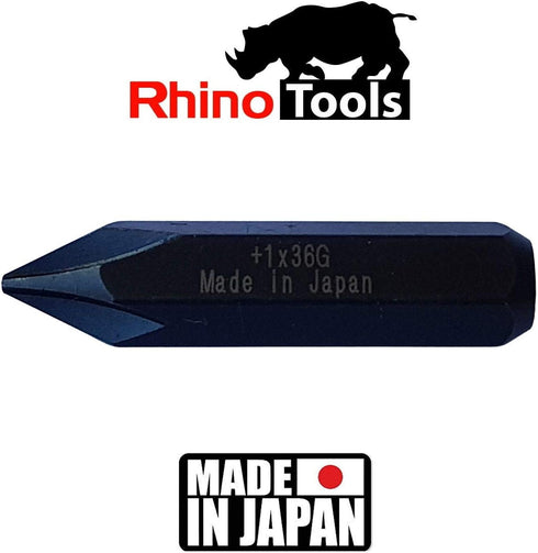 5/16" JIS Impact Screwdriver Bits, Made in Japan, +1 +2 +3 +4-10 (36mm Long)