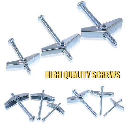 Swpeet 24 Pcs Assorted Toggle Bolt and Wing Nut Kit for Hanging Heavy Items on Drywall - 1/8 Inch, 3/16 Inch, 1/4 Inch