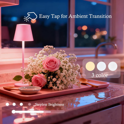 LamparaDecor Set 2,Cute Pink Rechargeable Table Lamp of Small Pink lamp for Girls Bedroom Accessories for Dorm Room