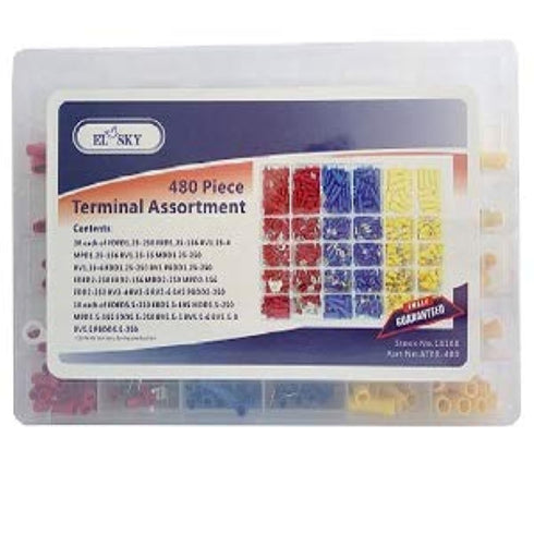 480pcs Premium Quality Insulated Electrical Wire Terminals, Mixed Assorted Lug Kit, Electrical Crimp Connectors Set