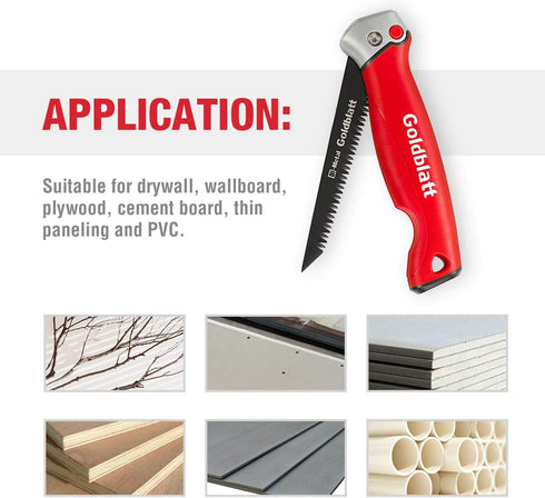 Goldblatt Folding Drywall / Sheetrock Saw - Jab Hand Saw with Soft Grip Handle for Wallboard and Plywood
