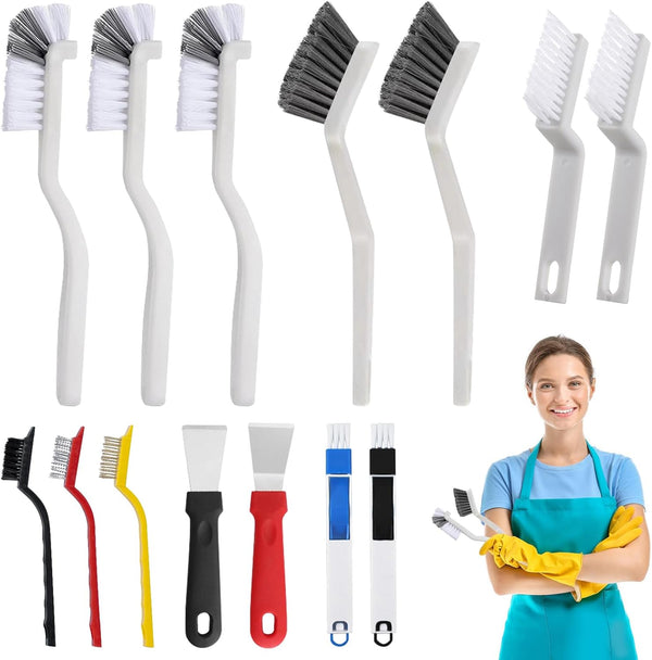 15 Pcs Crevice Cleaning Brush Set - Hard Bristle Cleaning Brush Supplies,