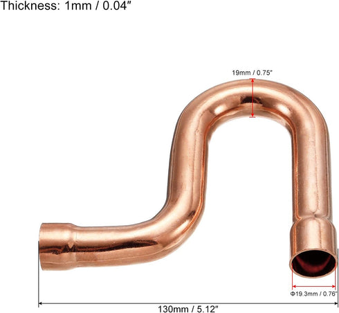 MECCANIXITY Copper P-Trap Pressure Pipe Fitting Welding Tubing Sweat Ends Plumbing Supply 19mm OD for HVAC Air Conditioning Refrigeration by MECCANIXITY