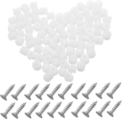 NUOBESTY 200pcs Plastic Hinge Dowel Inserts Self-Tapping Screws for Cabinet Door Repair