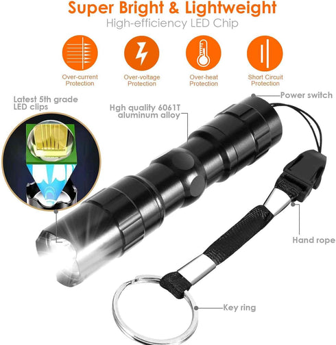 LED Flashlights, Tactical Flashlight Mini with High Lumen, Camping Handheld Pen Light, Powerful Super Bright Versatile