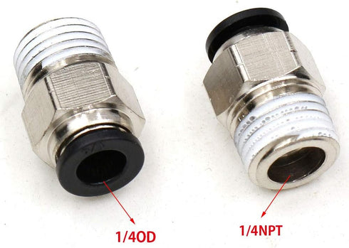 PC 1/4" Od x 1/4" NPT Thread Push to Connect Pneumatic Tube Fitting Male Straight Union Fittings (5 Pack)