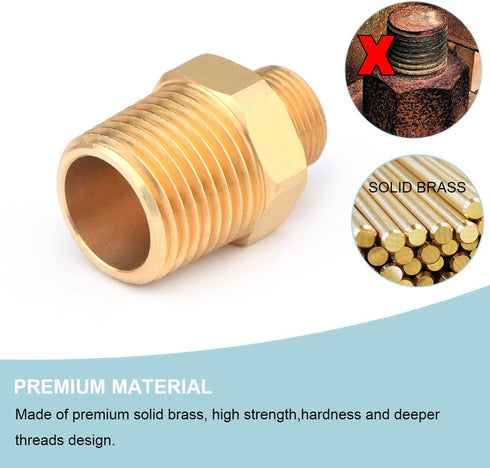 4 Pack RV Faucet Adapter - 1/2 to 3/8 Reducer Brass Compression Fitting for Plumbing Water Hose