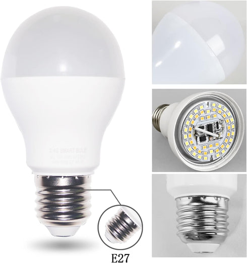 Smart Led Light-Bulb Dimmable with Remote-Control E27 9W Light Bulbs Adjustable Color Temperature (Warm/Cool) and Brightness, 2 Pack (2 Bulbs + 1 Remote) by Erkangsm