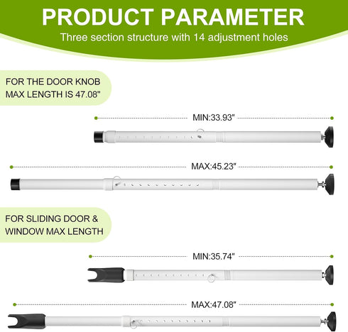 Enayplon Jammer, 2 Pack Sliding Glass Door Security Bar, Patio Door Barricade Security Bar, Apartment BarSliding Door
