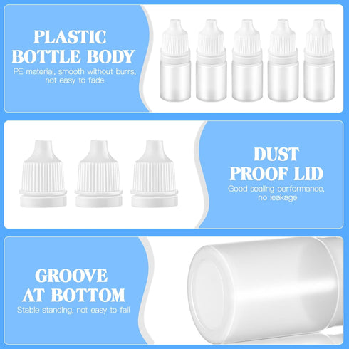 SUPVOX 10PCS Plastic Squeezable Dropper Bottles, Empty Essential Oil Squeeze Bottle Refillable Containers