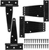 Rierdge 12 4 Inch Pcs T Strap Hinges, Black Heavy Duty Tee Hinge with Screws, Carbon Steel Strap Hinge for Barn Door