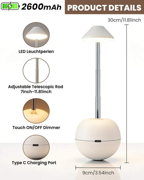 Dimmable Small Touch Lamp with Remote, Tumbler Design Cordless Table Lamp, USB Rechargeable Bedside Night Light