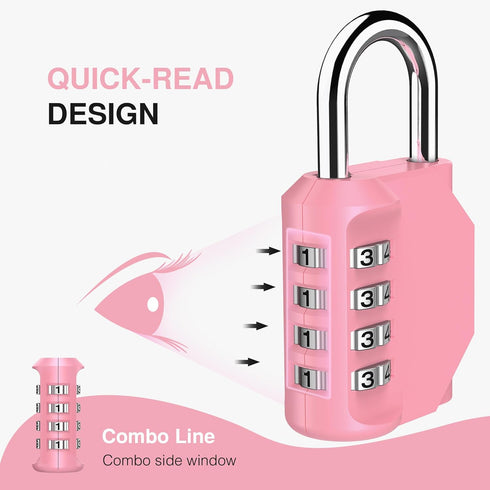Puroma 1 Pack Waterproof Combination Lock, 4 Digit Padlock for School Gym Locker, Outdoor Storage (Rose Pink)