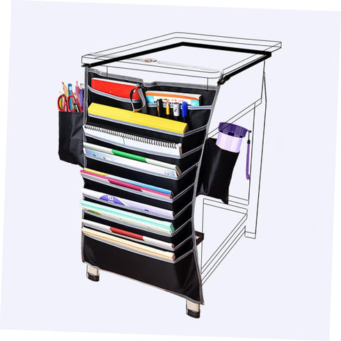 COHEALI Desk Side Storage Bag Oxford Fabric Student Book Organizer Pockets for School Office Dorm (Adjustable Large