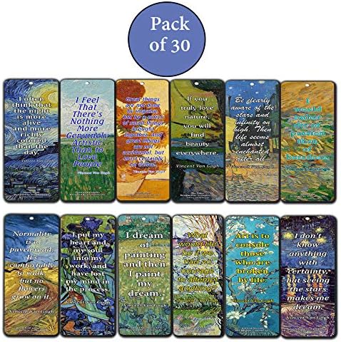 Loving Vincent Van Gogh Inspiring Quotes Bookmarker Cards, 36-Pack, Cool Classical Painting Art Print