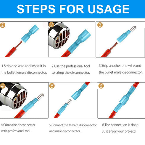 120 Pcs Heat Shrink Bullet Connectors, Insulated Waterproof Marine Bullet Terminals for Automotive, Electronics