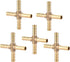 5pcs Brass Cross Fitting - 4 Way Brass Hose Barb Connector Joint for Air, Water, Oil, Gas, Fuel (6mm)