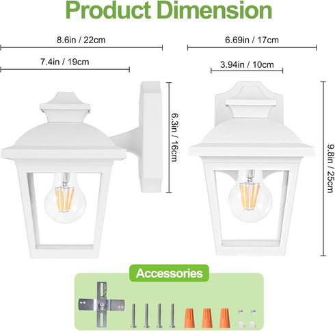 FDS746E26W (Bulb FUDESY Outdoor Wall Lantern, Exterior Waterproof Porch Light, Plastic Material Wall Sconce Light