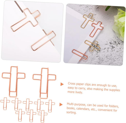 NUOBESTY 10pcs Cross Clip Letter Paper Clips, Large Paper Clips for Church, Office, Cartoon Big Paper Clip