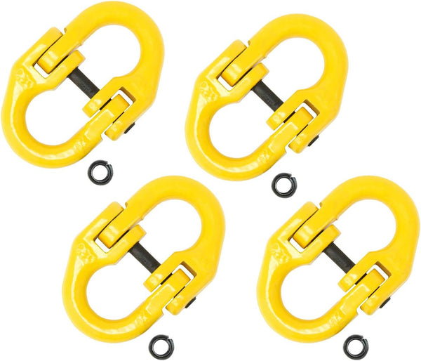 Mytee Products 4 Pack Grade 80 3/8" Safety Chain Connector Hammer Lock Link for Trucks - 7100 lbs WLL Forged Alloy Steel