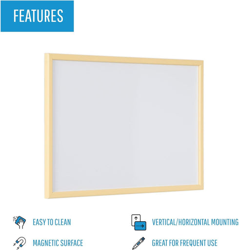 MasterVision Pastel Collection Magnetic Dry Erase Whiteboard, Yellow MDF Frame, 15.75" x 11.81"