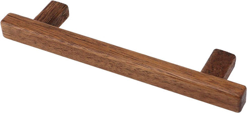 Semetall 8Pcs Walnut Wood Drawer Pulls, 5 inch Hole Center Pull Handles for Dresser Drawers, Cabinets, Kitchen