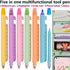 6 4-in-1 Highlighter9cm 6 PCS Multifunctional Pen - Blue Ink Ballpoint Pen, Ruler & Touch Screen Stylus, Assorted