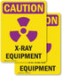 (2 Pack) X-Ray Equipment OSHA Caution Radiation Sign 5 Inch X 3.5 Inch Vinyl Label Decal Sticker, Weather Resistant