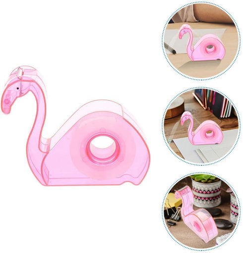 SEWACC Pink Flamingo Tape Dispenser with Clear Tape, Decorative Flamingo Shaped Washi Cutting Tool