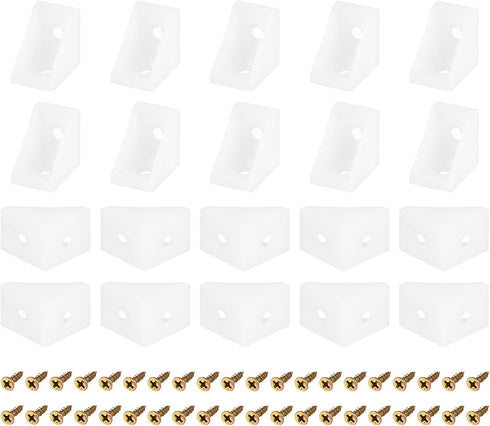 uxcell 20Pcs 90 Degree Plastic Corner Braces, 15.2x20x20mm Nylon Shelf Right Angle