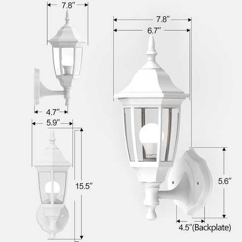 1 Pack, Bulb EMART Outdoor Front Porch Light, Exterior Anti-Corrosion, Waterproof Aluminum & Glass Shades Wall Lamp