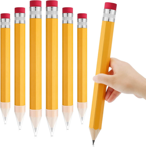 Leinuosen Giant Yellow Wooden Pencils, 14 Inch, 6 Pcs Fun Novelty Props for Kids, School, Office, Christmas Favors