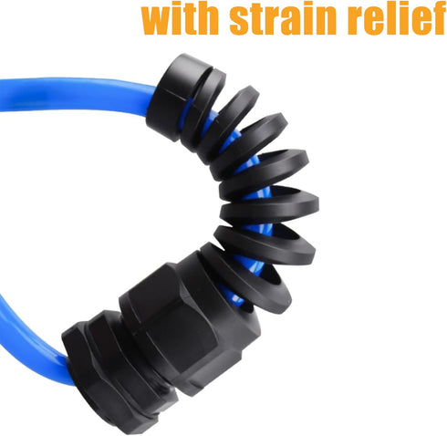 2 Pcs Black PG7 Cable Gland, Waterproof IP68 Nylon Joint with Flex Spiral Strain Relief for 4.5-7.8mm Wire