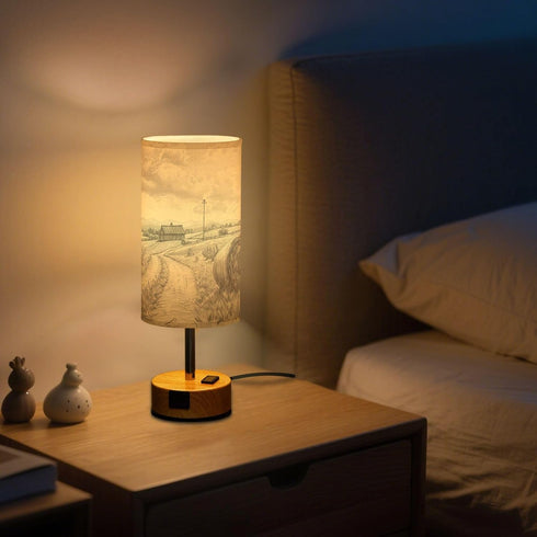 YETTASBIN 3 Dimmable Vintage Farm Bedroom Bedside Table Lamp, Way Touch LED Nightstand Desk Lamp with USB C Charging