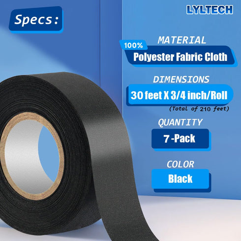 Wire Harness Tape, 7 Rolls Polyester Fabric Flame Retardant, Wiring Loom Harness Electrical Tape, Each Roll 3/4 inch x