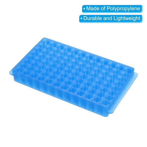 PATIKIL 2 Pcs 96 Wells Tube Rack, Double Panel Centrifuge Tube Holder for 0.2/0.5/1.5/2ml Microcentrifuge Tubes, Blue