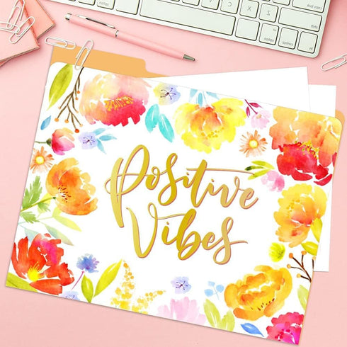 Paper Master File Folders Letter Size – 12 Pack Premium Waterproof Decorative File Folders with Tabs - 10 x 12 Inches