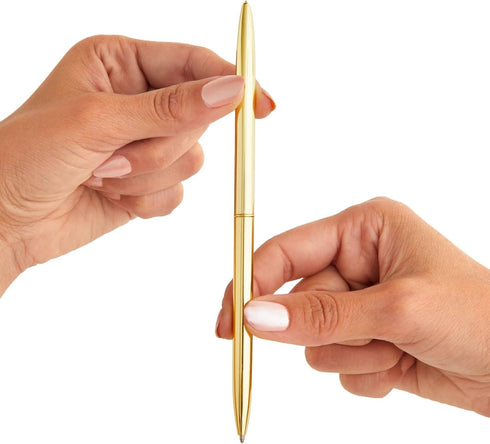 Juvale Gold Ballpoint Pens, Pack of 12, 1 mm Medium Point, Black Ink, Metal Twist-Action Design for Wedding Guest Book