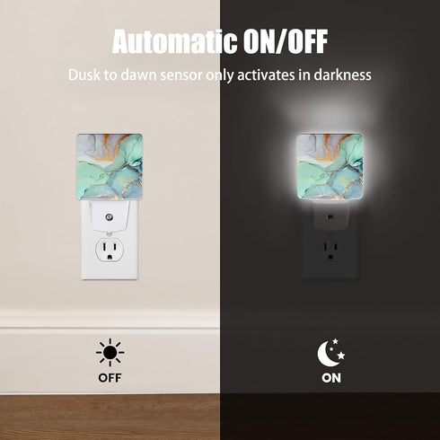 Green Marble Dusk to Dawn Night Light, Auto Sensor Lamp Home Indoor Stairway Kitchen Corridor, Night Lights Plug into