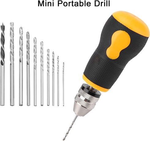 Mini Hand Drill Set, Small Hand Drill with 10Pcs Bits, Portable Micro Drill Tool for Art Craft Collection