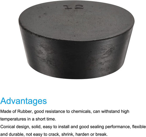 MECCANIXITY Rubber Tapered Plug - 54mm to 64mm Solid Test Tubes Bungs Stopper Black for Lab Home, 5 Pieces