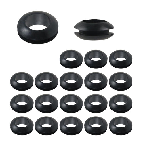 Antrader Rubber Grommet Kit, Outlet Loop Guard Ring for Wire, Cable and Plug, 10mm Inner Dia Black, 20Pcs